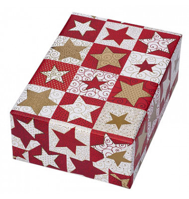 Geschenkpapier Silent Night 50cm x 200cm rot/gold Sterne Geschenkpapier Silent Night 50cm x 200cm rot/gold Sterne
