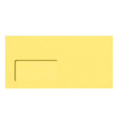 MailMedia Designbriefumschläge Din Lang+ EcoRainbow mit Fenster haftklebend 
					80g gelb 25 Stück