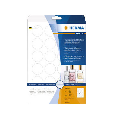 Etiketten 8023 Ø 40 mm RUND transparent Folie 600 Stück Etiketten 8023 Ø 40 mm RUND transparent Folie 600 Stück