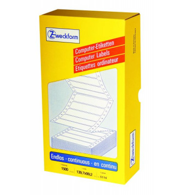 Computeretiketten 5114 139,7 x 99,2 mm weiß 1-bahnig 1500 Stück Computeretiketten 5114 139,7 x 99,2 mm weiß 1-bahnig 1500 Stück