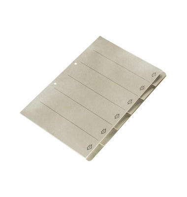 Kartonregister 1882 00 85, 6-teilig blanko, A4, 320 g/m², graue Taben, 6-teilig