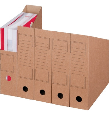 Archivbox Stehsammler 00069090, A4, braun, innen 31,5x7,5x26cm (TxBxH), Pappe