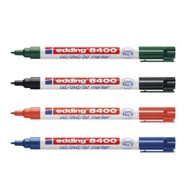 CD-Marker-Set 8400, 8400/4 S, Aktionspack, 4-farbig sortiert, 0,5-1mm Rundspitze