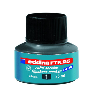 Nachfüllfarbe FTK25 für Flipchartmarker schwarz 25 ml