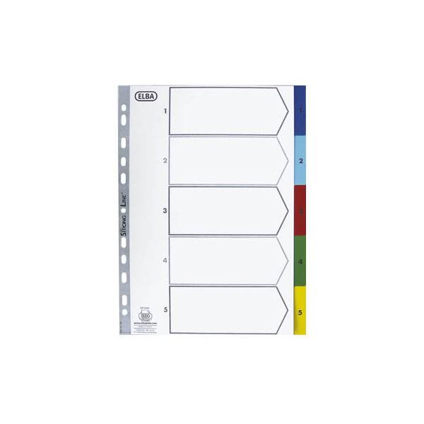 25 Stück Oxford Kunststoffregister 02618, 1 bis 5, A4, 120µm, farbige Taben, 5-teilig + Deckblatt 4002030104112 Oxford