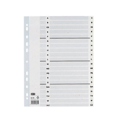 Kunststoffregister 400012049, A bis Z, A4, 150&micro;m, wei&szlig;e Taben, 20-teilig