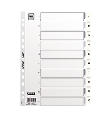 Kunststoffregister 400013908 1-10 A4 0,15mm weiße Taben 10-teilig Kunststoffregister 400013908 1-10 A4 0,15mm weiße Taben 10-teilig