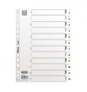 Kunststoffregister 400013903, 1 bis 12, A4, 150µm, weiße Taben, 12-teilig