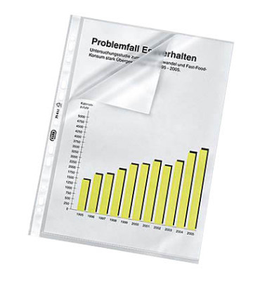 Prospekthüllen 100460992 Standard, A4 transluzent genarbt, oben & links offen, 0,12mm