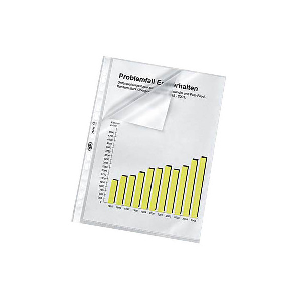 4002030149939 - OXFORD Prospekthüllen DIN A4 Genarbt Transparent 120 Mikron PP (Polypropylen) Oben und links 11 Löcher 71412FL 100 Stück