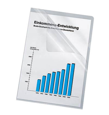 Sichthüllen 100461003, A4, transluzent seidenmatt, oben & rechts offen, 0,14mm