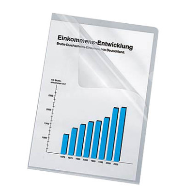Sichthüllen 100461003, A4, transparent seidenmatt, oben & rechts offen, 0,14mm