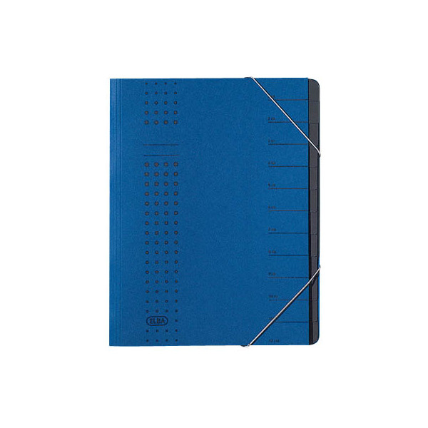 4002030047747 - Ordnungsmappe chic DIN A4 320g m² Intensivkarton recycelt Farbe dunkelblau 12 Fächer