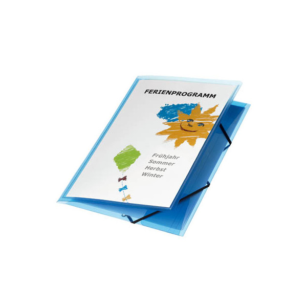 12 Stück Oxford Eckspannmappe Polyvision 100201152, A4 blau-transparent Polypropylen (PP), für ca. 300 Blatt, mit 3 Einschlagklappen 30450500791