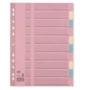Kartonregister 400011409, 10-teilig blanko, A4, 110 g/m&sup2;, farbige Taben, 10-teilig