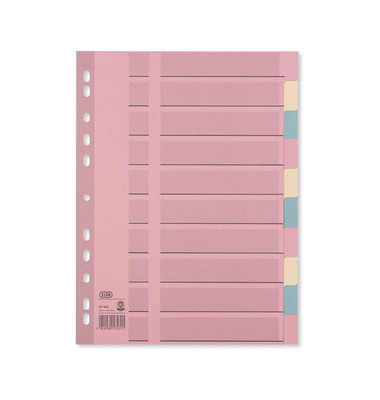 Kartonregister 400011409, 10-teilig blanko, A4, 110 g/m², farbige Taben, 10-teilig