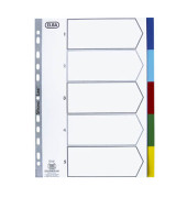 Kunststoffregister 400013909, 5-teilig blanko, A4, 120µm, farbige Taben, 5-teilig