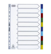 Kunststoffregister 400013939, 10-teilig blanko, A4, 120&micro;m, farbige Taben, 10-teilig