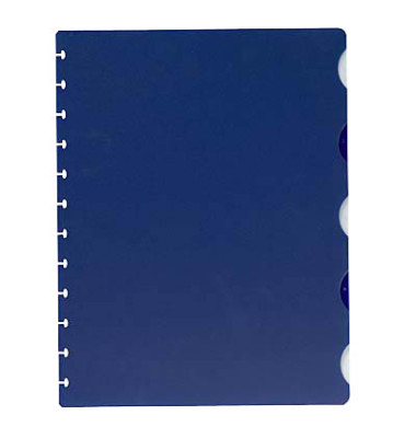 Kunststoffregister vario-zipp 100420935, 5-teilig blanko, A4, 120µm, blaue Taben, 5-teilig