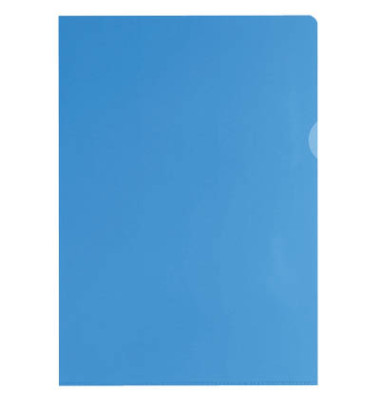 Sichth&uuml;llen Premium 100461011, A4, blau, transluzent glatt, oben & rechts offen, 0,15mm