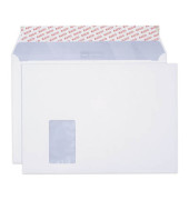 Versandtaschen Premium, C4, mit Fenster, haftklebend, lange Seite offen, 120g, weiß