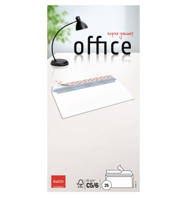 Briefumschlag Office 74462.12 Din Lang+ (C6/5) ohne Fenster haftklebend 80g mit grauem Innendruck weiß