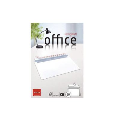 Versandtaschen Office C5 ohne Fenster haftklebend 100g weiß Öffnung an der langen Seite