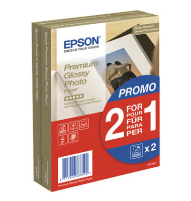 Fotopapier Premium Glossy S042167, 10x15cm, für Inkjet, 225g weiß glänzend einseitig bedruckbar