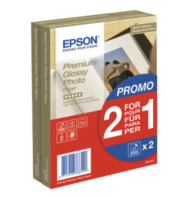 Fotopapier Premium Glossy S042167, 10x15cm, f&uuml;r Inkjet, 255g wei&szlig; gl&auml;nzend einseitig bedruckbar
