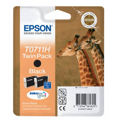 Druckerpatrone T0711H C13T07114H10 (kompatibel zu Epson T0711H), schwarz, ca. 2x 245 Seiten