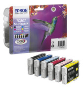 Druckerpatrone T0807 (C13T08074011), Multipack, schwarz, cyan, magenta, gelb, cyan hell, magenta hell