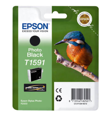 Druckerpatrone T1591 C13T15914010 (kompatibel zu Epson T1591), fotoschwarz, ca. 9100 Seiten