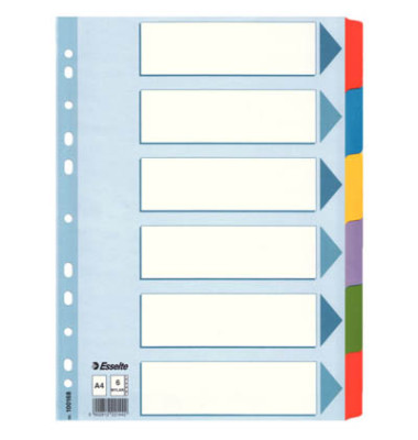 Kartonregister 100168 blanko A4 160g farbige Taben 6-teilig
