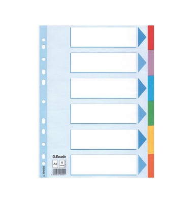 Kartonregister 100192 blanko A4 160g farbige Taben 6-teilig