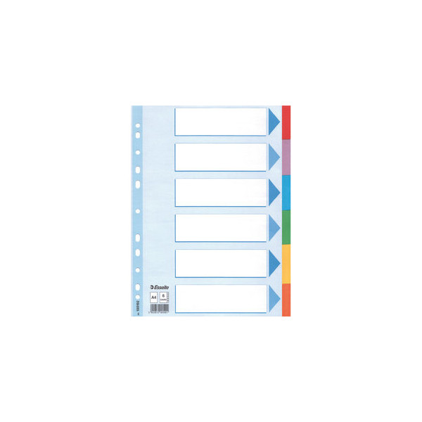 Esselte Kartonregister 100192, 6-teilig blanko, A4, 160 g/m², farbige Taben, 6-teilig 5902812001921 Esselte