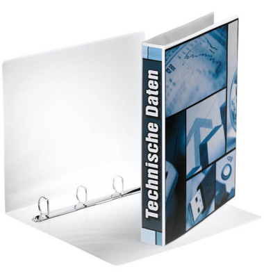 Präsentationsringbuch Panorama 49702, A4 4 Ringe 25mm Ring-Ø Kunststoff, 2 Außentaschen, weiß