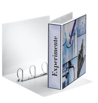 Präsentationsringbuch Panorama 49705, A4 4 Ringe 50mm Ring-Ø Karton, Kunststoff-kaschiert, 2 Außentaschen, weiß