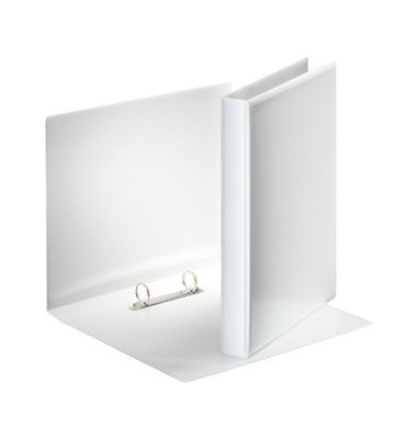Präsentationsringbuch Panorama 49708, A4 2 Ringe 25mm Ring-Ø Karton, Kunststoff-kaschiert, 2 Außentaschen, weiß