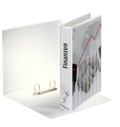 Präsentationsringbuch 49709, A4 2 Ringe 30mm Ring-Ø Karton, PP-kaschiert, 2 Außentaschen, weiß