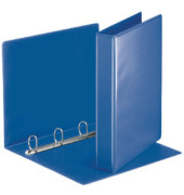 Präsentationsringbuch Panorama 49715, A4 4 Ringe 30mm Ring-Ø Karton, Kunststoff-kaschiert, 2 Außentaschen, blau