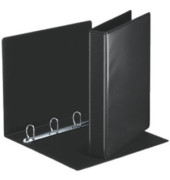 Präsentationsringbuch Panorama 49717, A4 4 Ringe 30mm Ring-Ø Karton, Kunststoff-kaschiert, 2 Außentaschen, schwarz