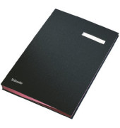 Unterschriftenmappe 621061, A4 20 F&auml;cher Graupappe schwarz + rosa