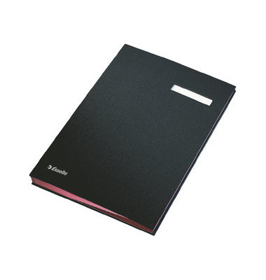 Unterschriftenmappe 621061, A4 20 F&auml;cher Graupappe schwarz + rosa