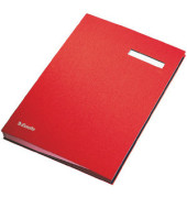 Unterschriftenmappe 621062, A4 20 F&auml;cher Plastikkaschierte Graupappe (RC) rot + rosa