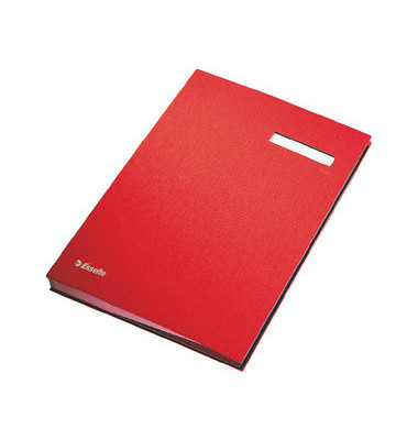 Unterschriftenmappe 621062, A4 20 F&auml;cher Plastikkaschierte Graupappe (RC) rot + rosa