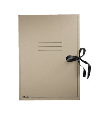 Zeichenmappe 6585, A2 grau, Recyclingkarton 550g, 3 Einschlagklappen, Bandverschluss