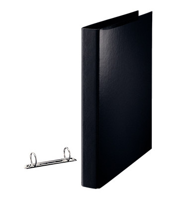 Ringbuch Standard 82327, A4 2 Ringe 25mm Ring-&Oslash; Pappe/PP-kaschiert schwarz
