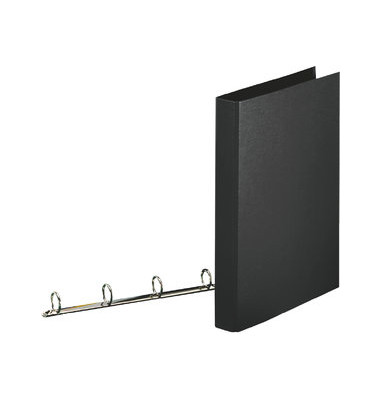 Ringbuch Standard 82337, A4 4 Ringe 25mm Ring-&Oslash; Pappe/PP-kaschiert schwarz