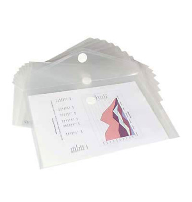 Dokumententasche - 40101-04, Din A4 quer, transparent farblos, Polypropylen (PP), Klettverschluss