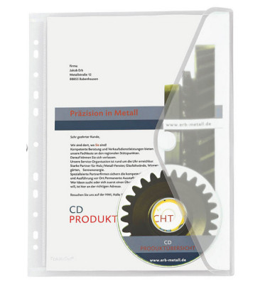 Dokumententasche 40106-04, A4, transparent farblos, Polypropylen (PP), Klettverschluss